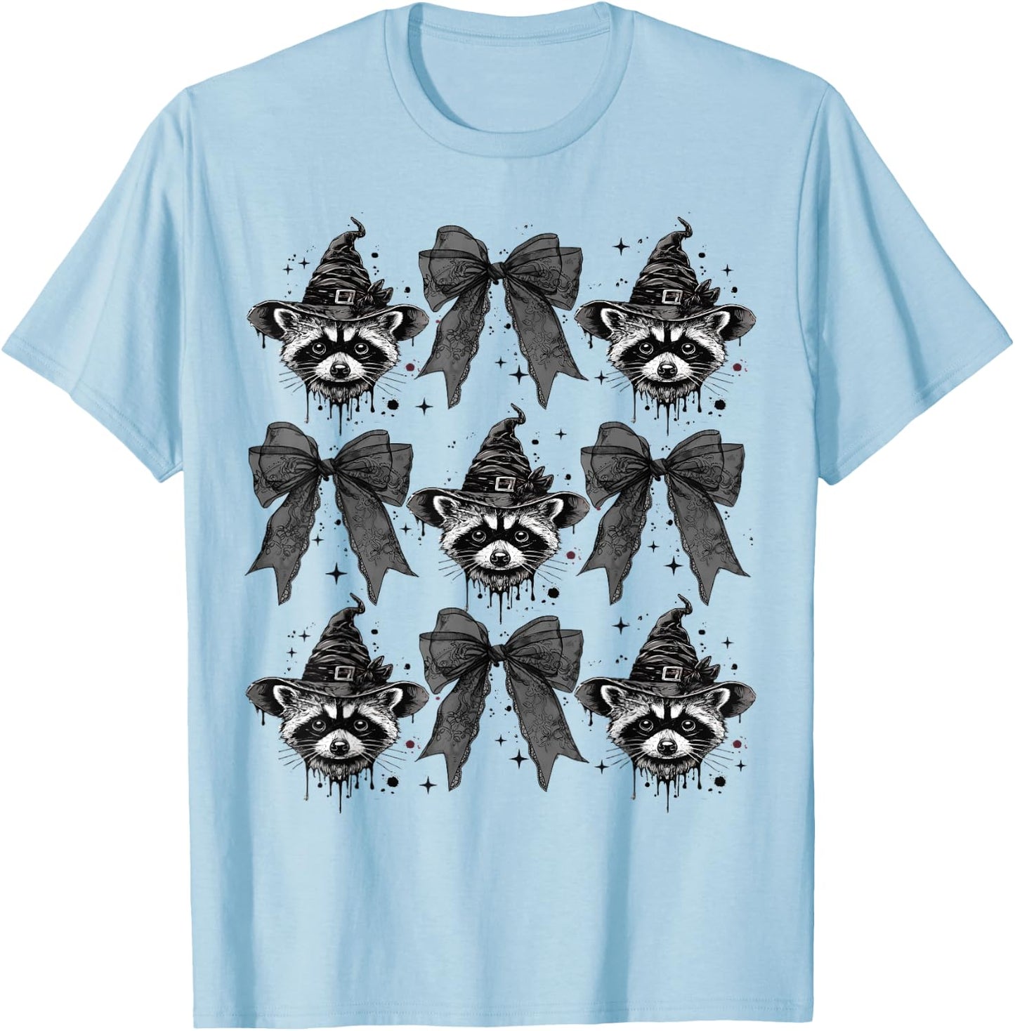 Coquette Halloween Funny Halloween Girl Coquette Raccoon T-Shirt - T-Shirt | Light Blue