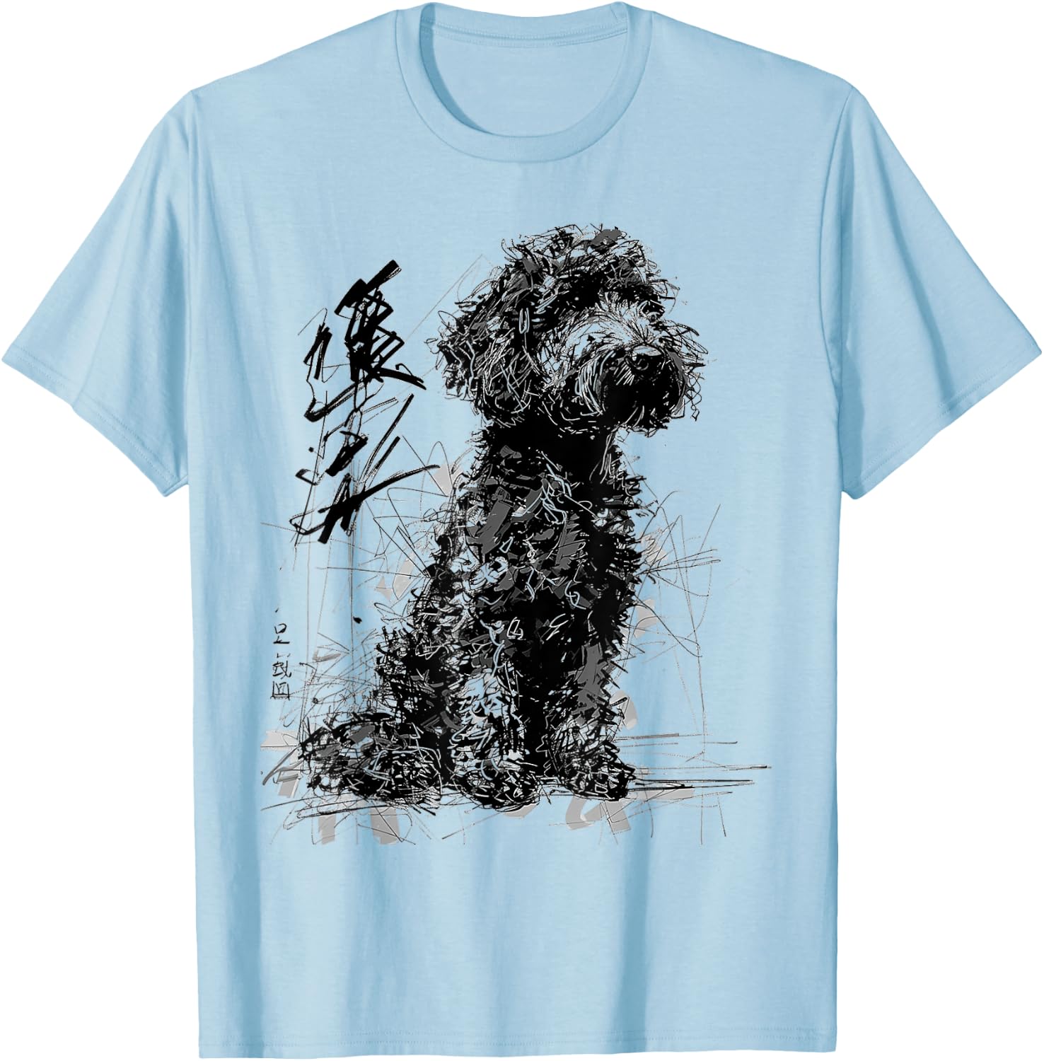 Labradoodle Abstract Pet Drawing Animal Labradoodle T-Shirt - T-Shirt | Light Blue