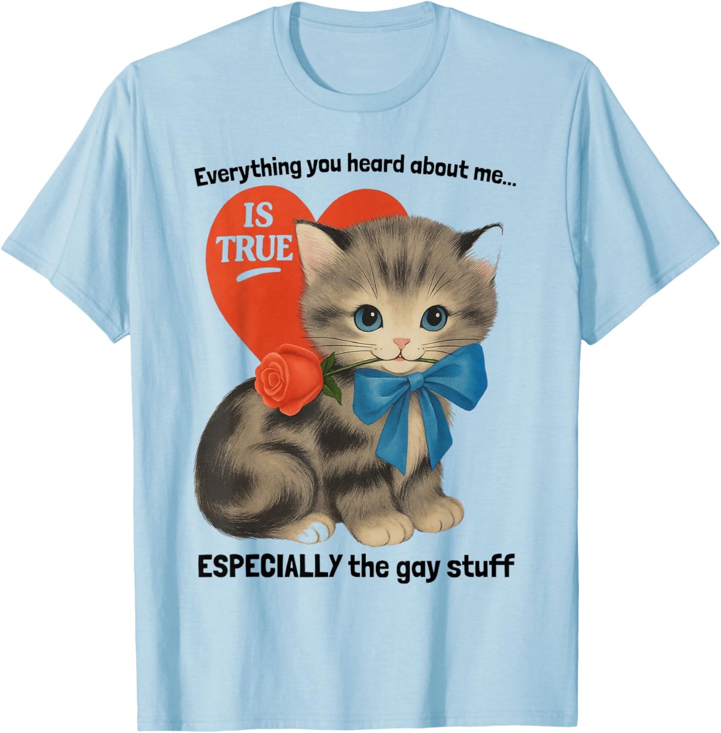 Everything You Heard About Me Is True... Funny Gay Cat Humor T-Shirt - T-Shirt | Light Blue