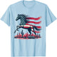 Horse American Flag USA 4th of July Horseback Riding Western T-Shirt - T-Shirt | Light Blue