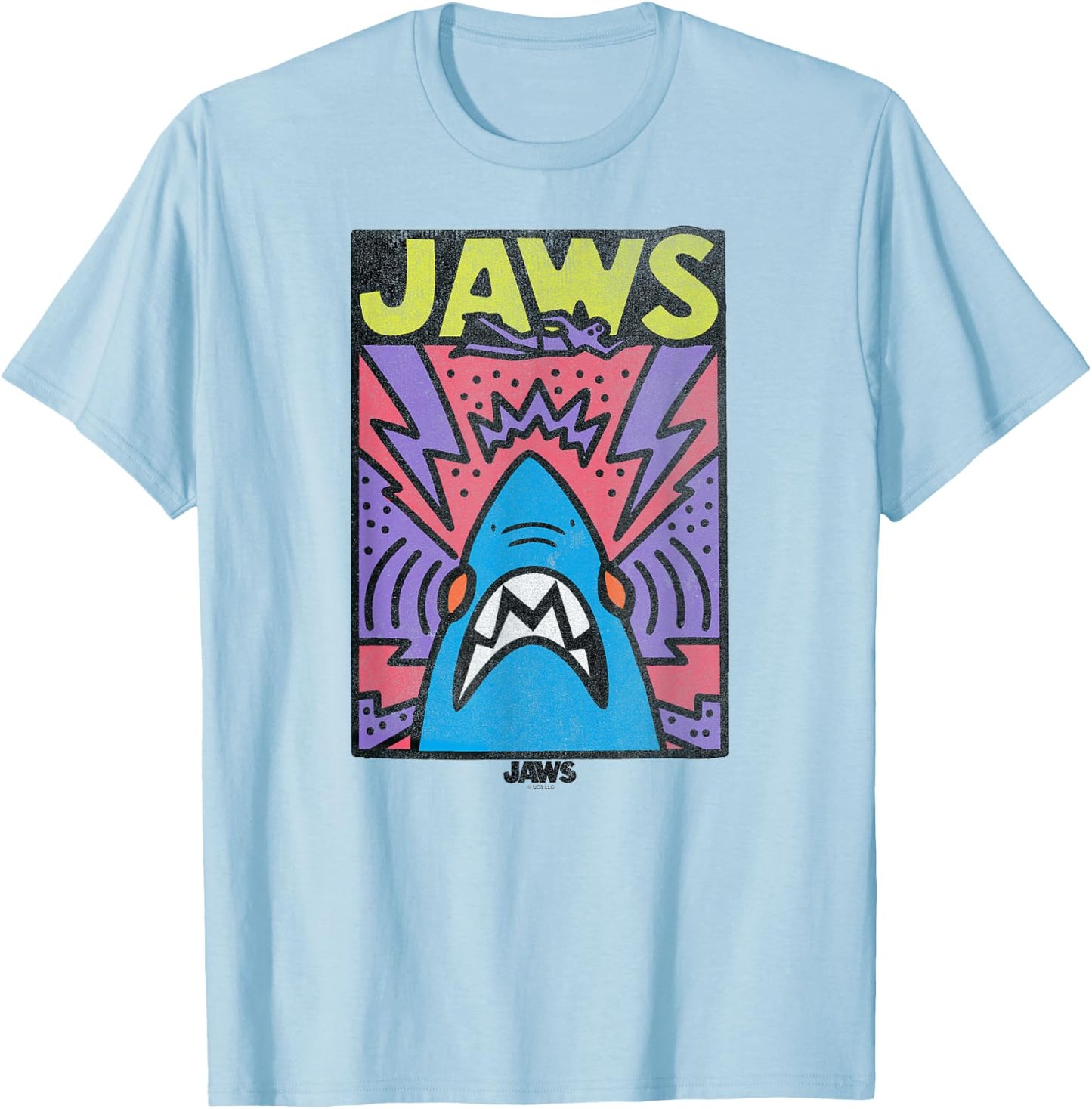 Jaws Neon Poster T-Shirt - T-Shirt | Light Blue