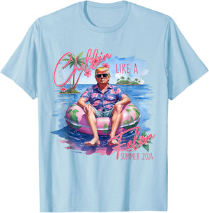 President Trump Shirt Funny Chillin Like A Felon Trump 2024 T-Shirt - T-Shirt | Light Blue