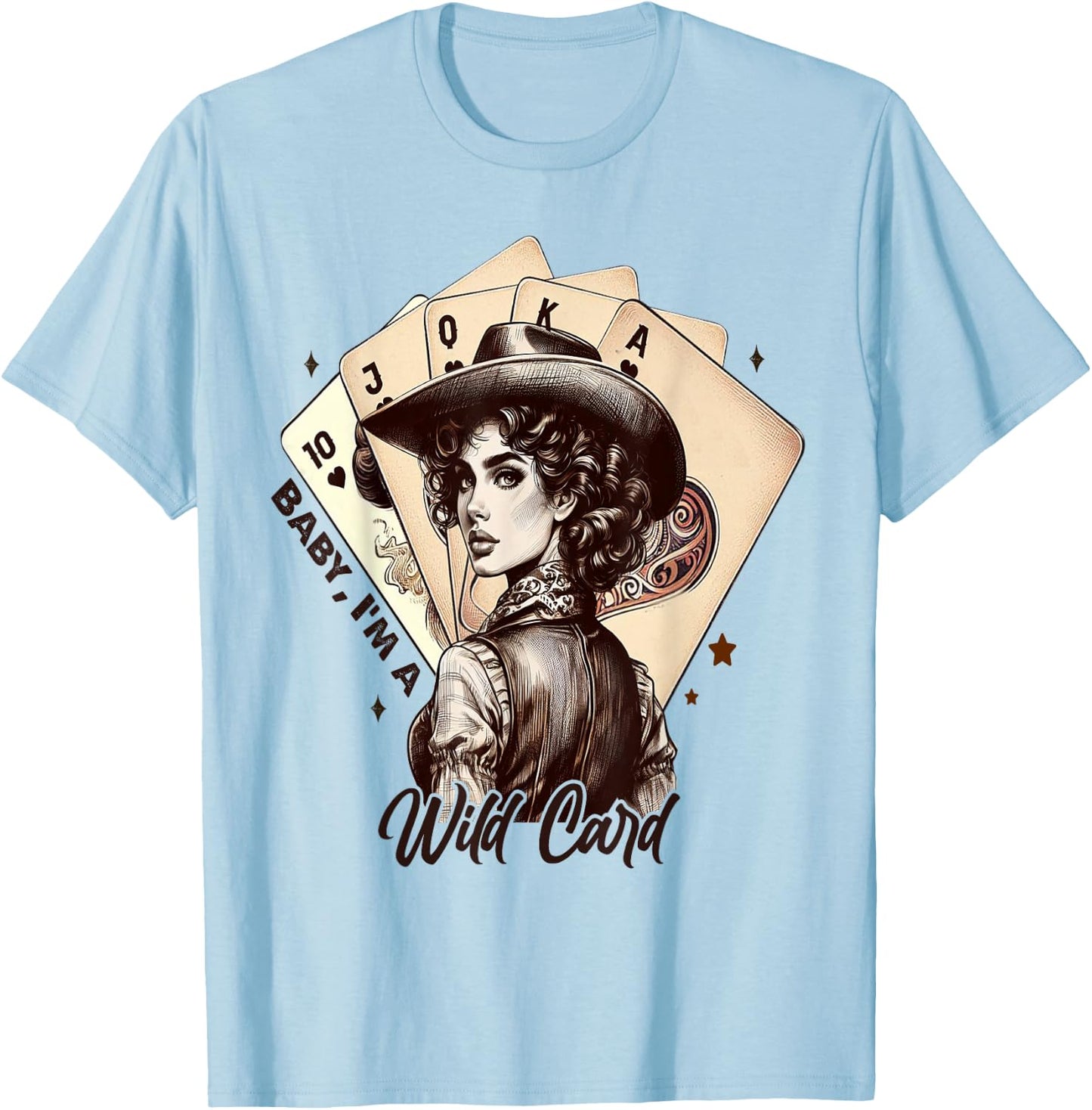 Cowgirl Poker Cards Wild Card Retro Southern Cowgirl Women T-Shirt - T-Shirt | Light Blue