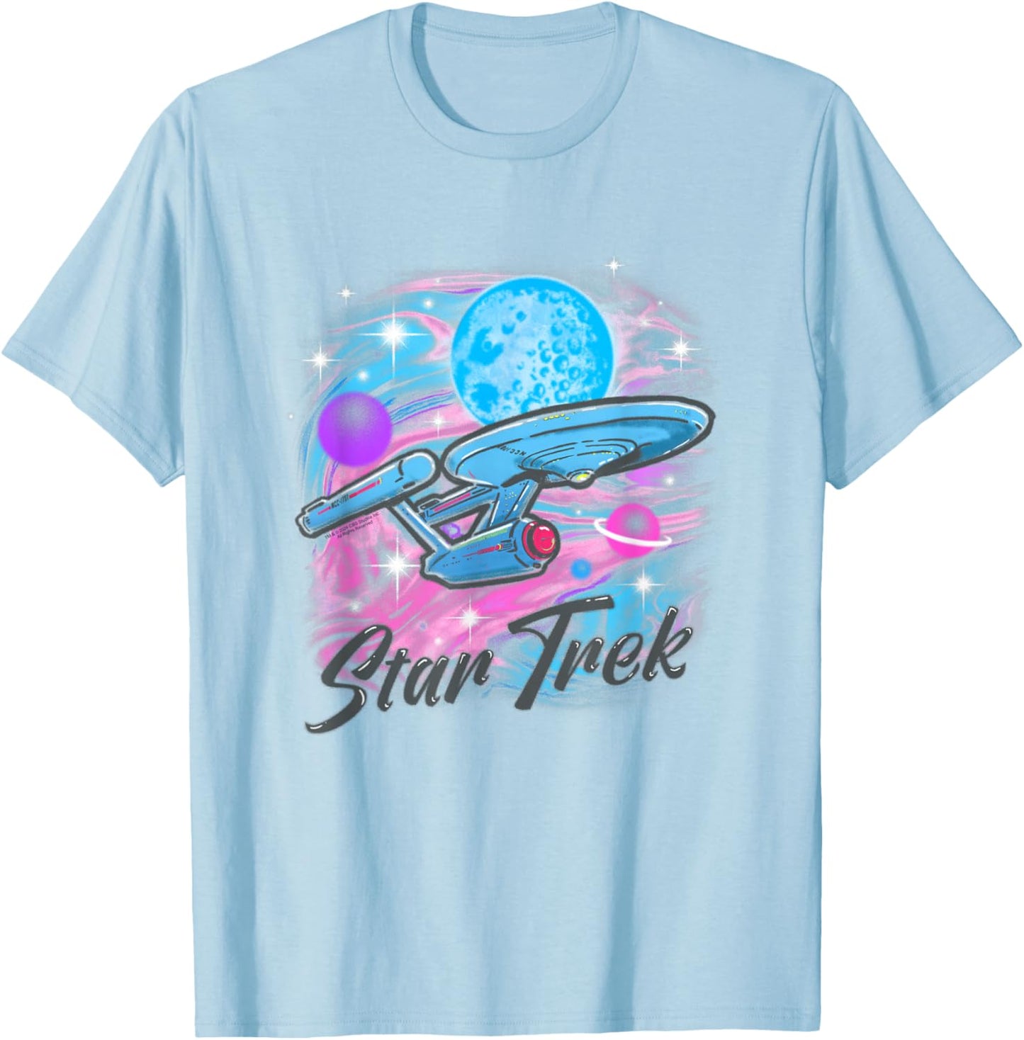 Star Trek: The Original Series Retro Airbrush Enterprise T-Shirt - T-Shirt | Light Blue