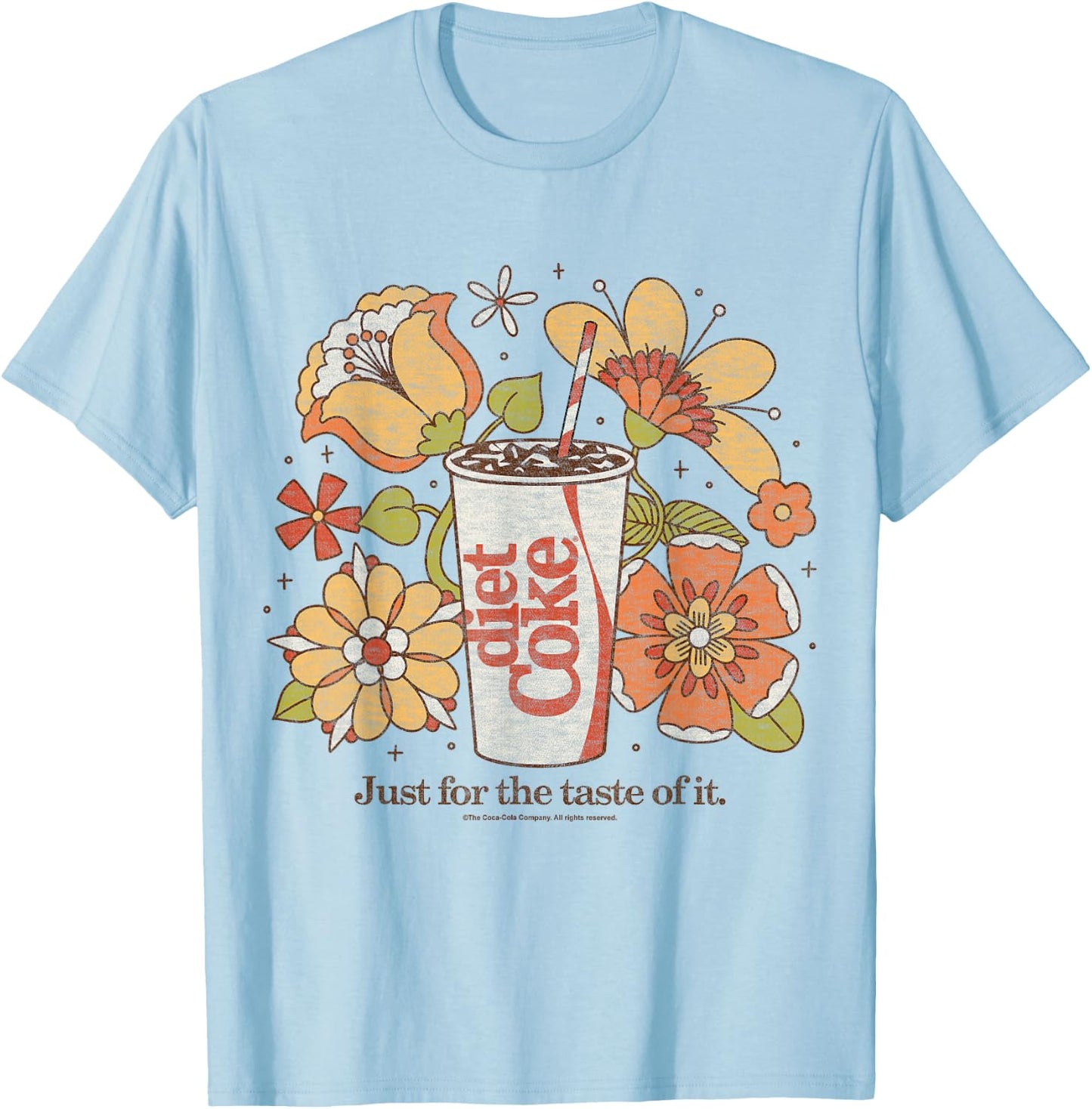 Coca-Cola - Diet Coke Just For The Taste Of It Retro Flowers T-Shirt - T-Shirt | Light Blue