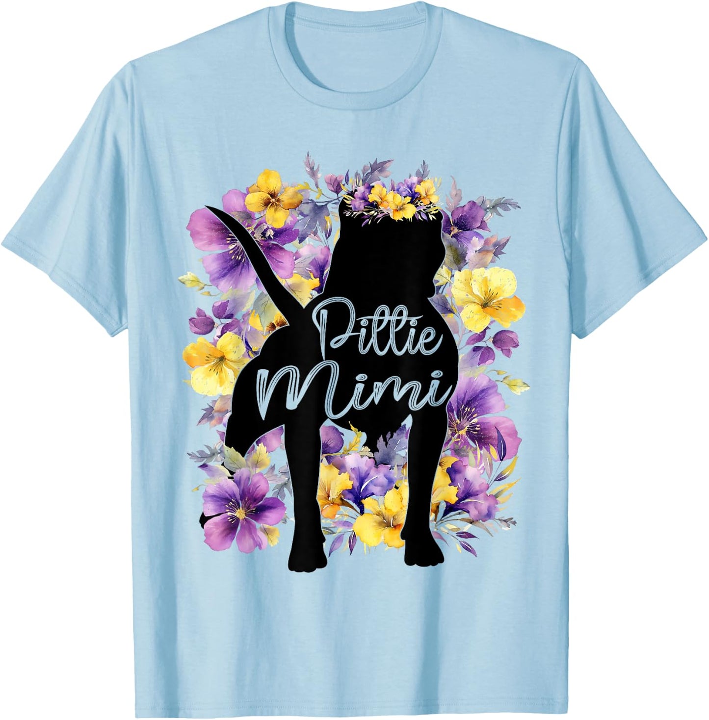 Cute Pittie Mama Pitbull Mimi Pitbull Dog Lover Mothers Day Men Women Girls Kids T-Shirt - T-Shirt | Light Blue