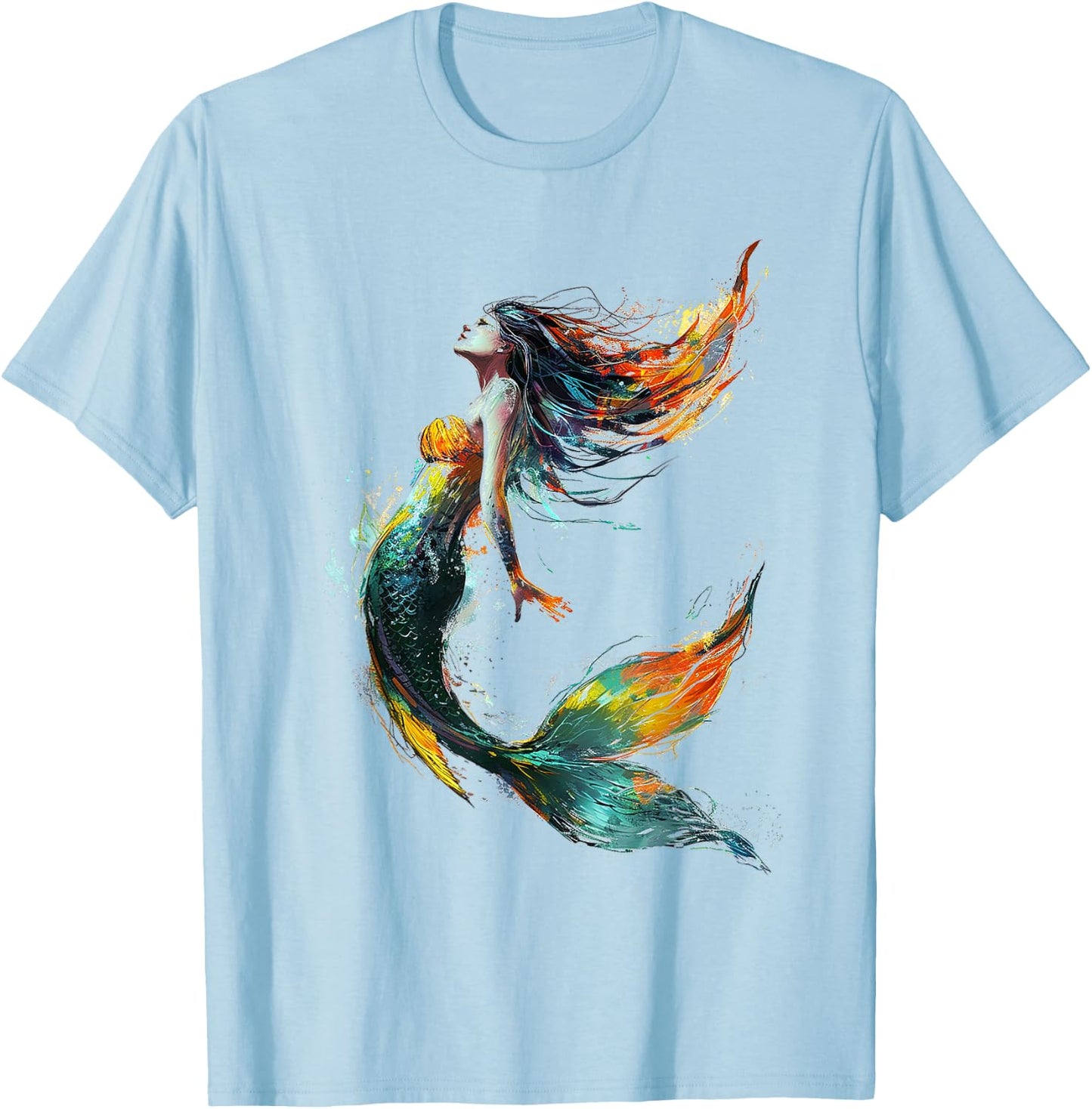Mermaid Abstract Graphic Painting Art Women Mermaid T-Shirt - T-Shirt | Light Blue