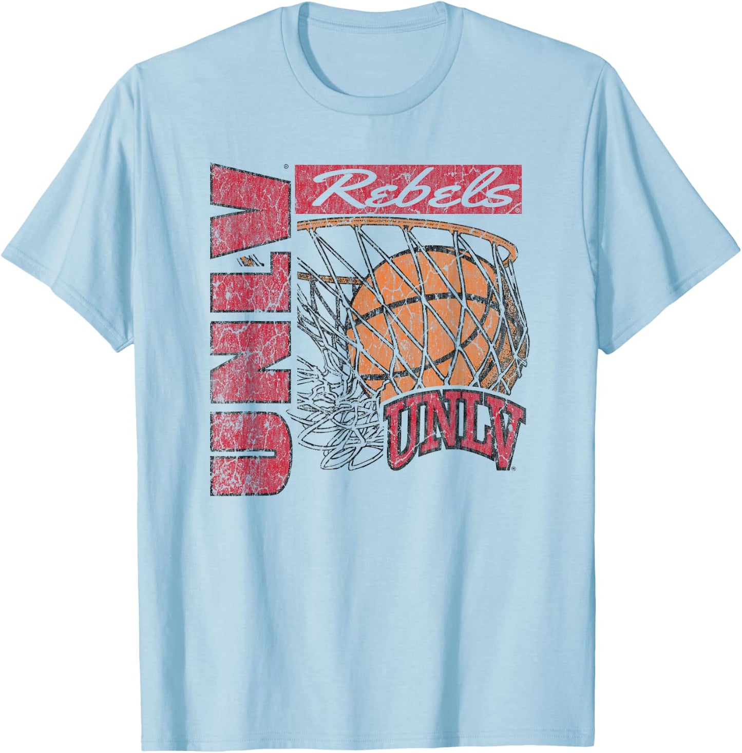 UNLV Rebels Vintage Basketball 90's White T-Shirt - T-Shirt | Light Blue