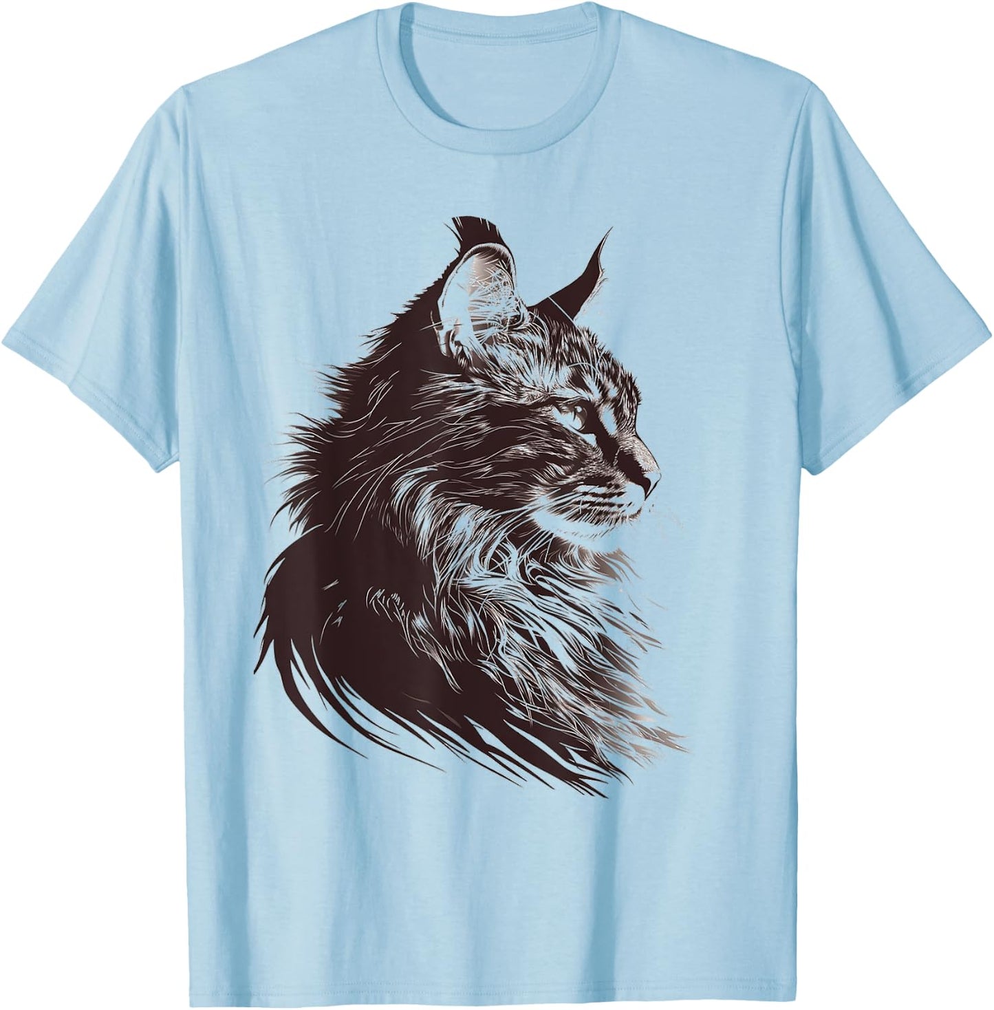 Cat Abstract Motif Drawing Artwork Animal Cat Men Women Kids T-Shirt - T-Shirt | Light Blue