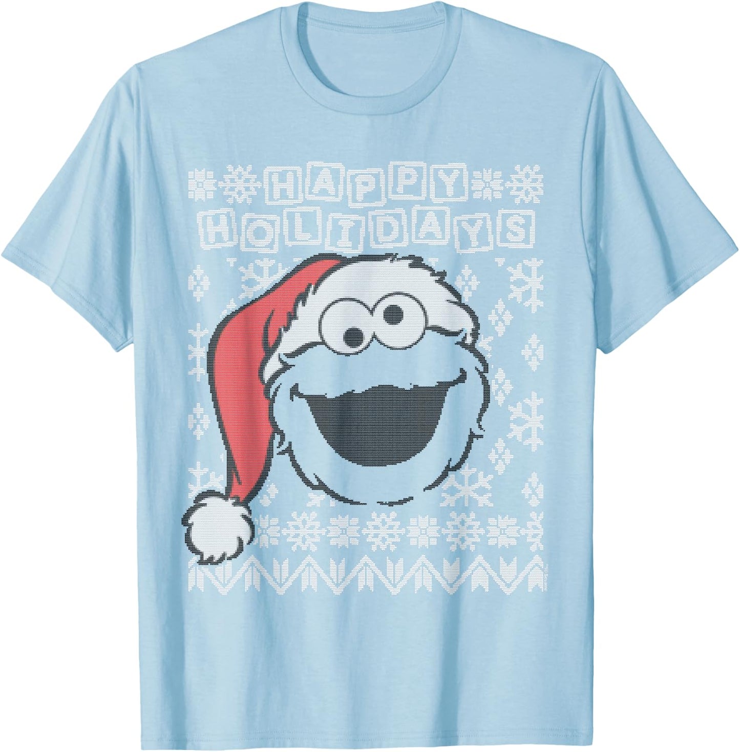 Sesame Street Cookie Monster Ugly Christmas T-Shirt - T-Shirt | Light Blue