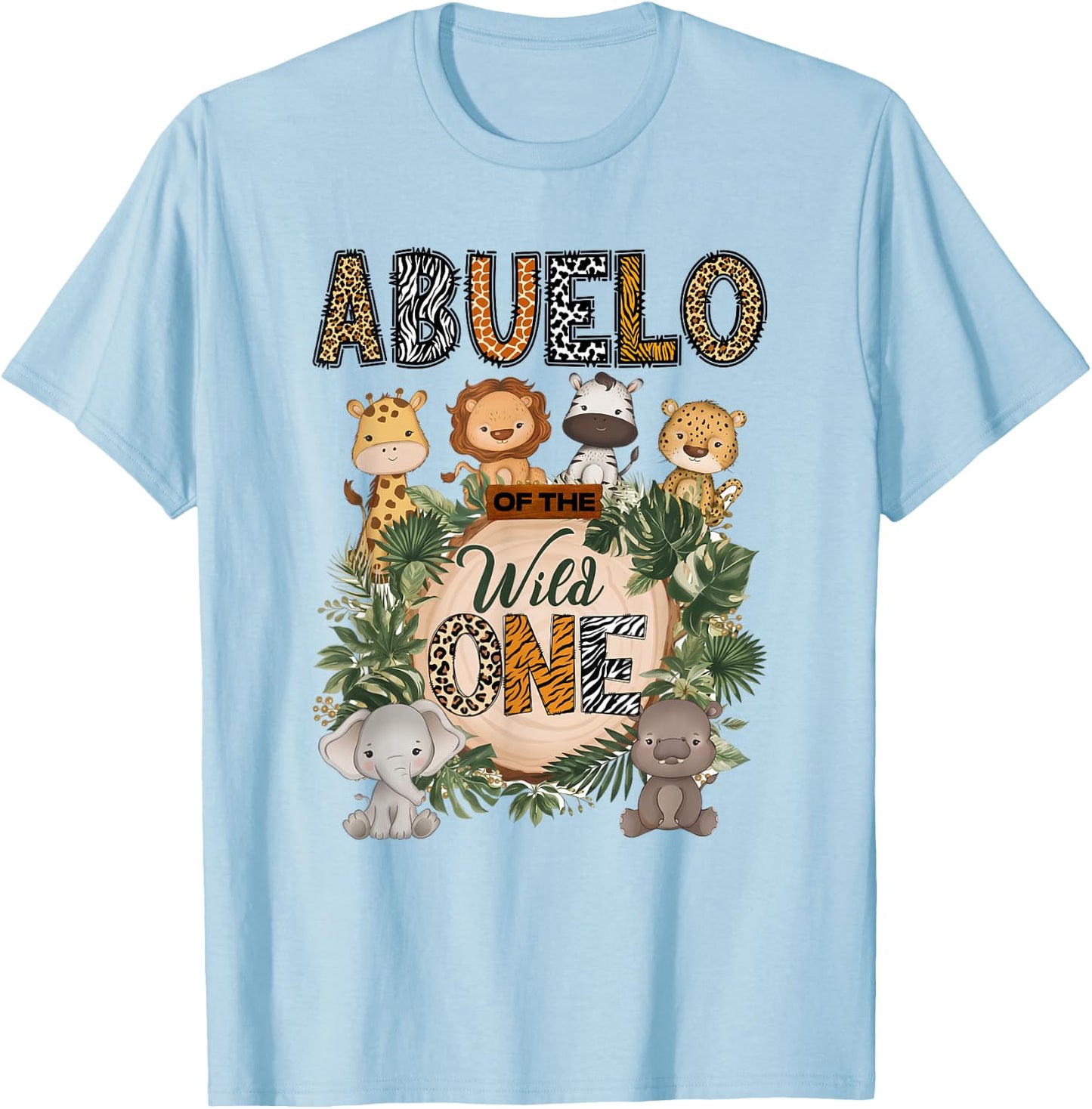 Abuelo of The Wild One 1St Birthday Kids Safari Jungle T-Shirt - T-Shirt | Light Blue