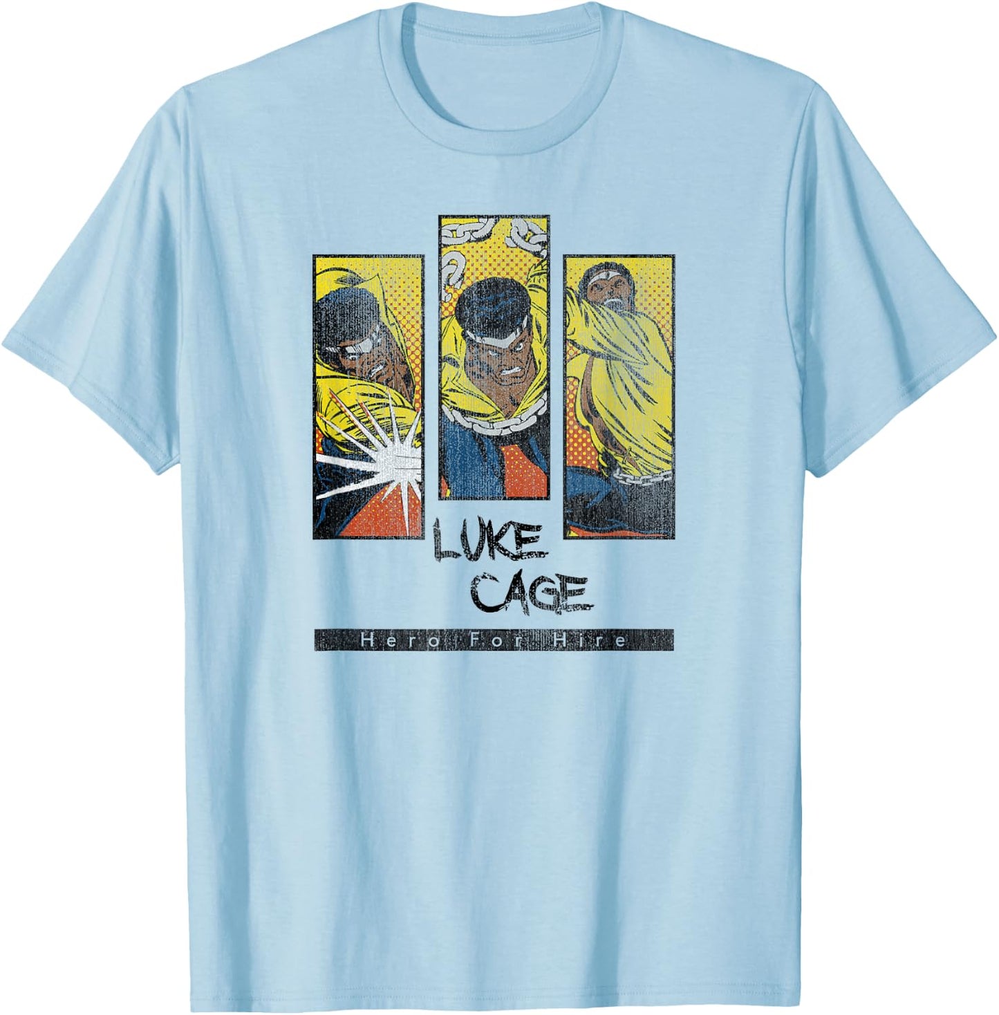 Marvel Luke Cage Heroes for Hire Comic Panels T-Shirt - T-Shirt | Light Blue