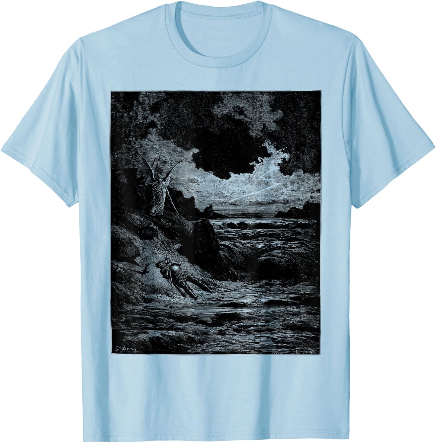 Gustave Dore Illustrations Dante Alighieri Divine Comedy T-Shirt - T-Shirt | Light Blue