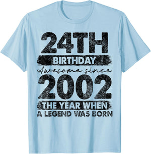 24 Year Old Gifts Vintage 2002 Limited Edition 24th Birthday T-Shirt - T-Shirt | Light Blue