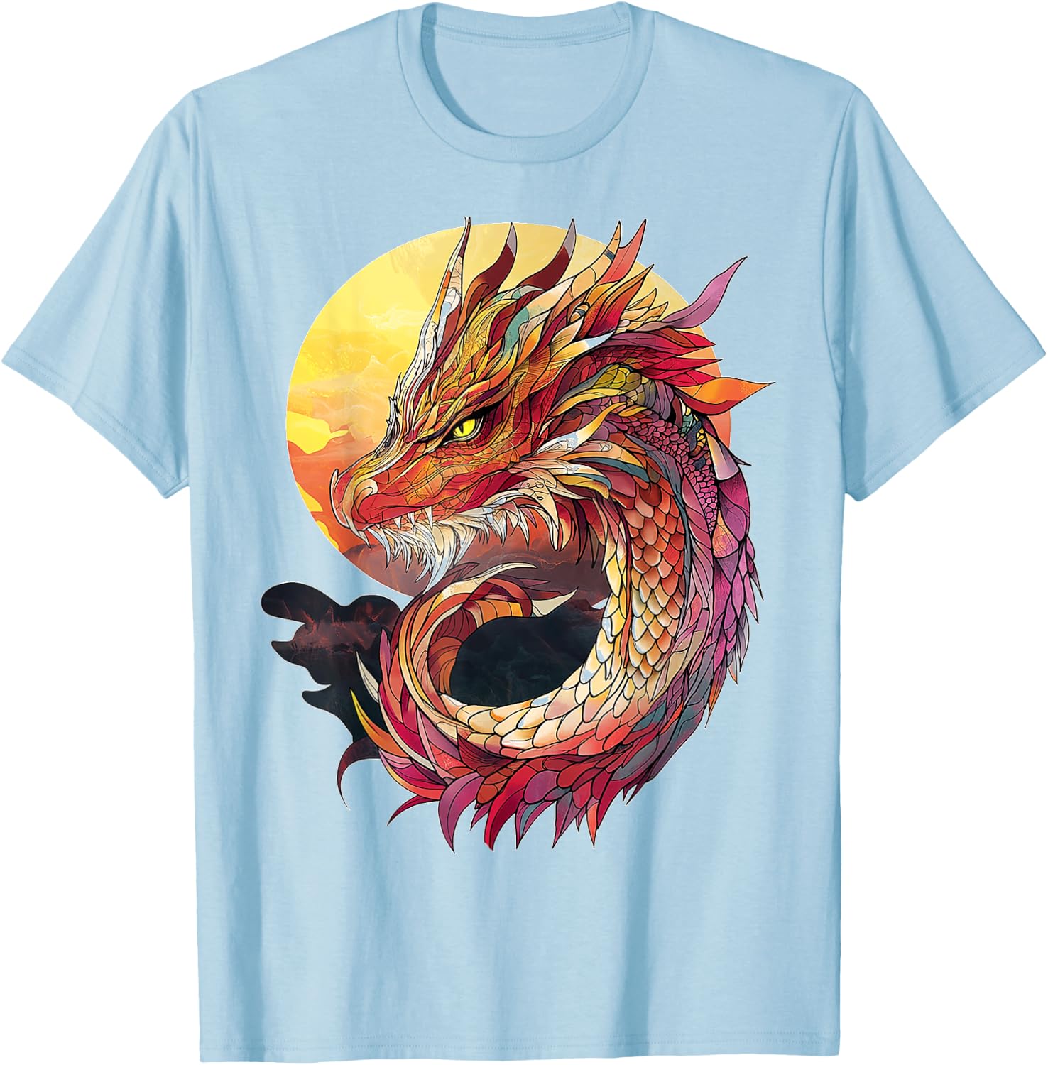 Cockatrice Dragon Motif Mythical Cockatrice Dragon T-Shirt - T-Shirt | Light Blue