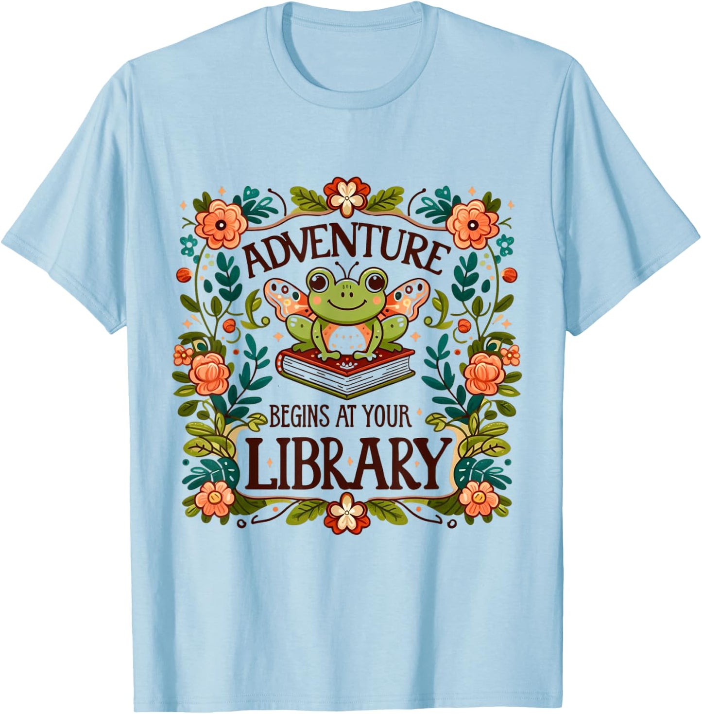 Adventure Begins At Your Library Summer Reading 2024 T-Shirt - T-Shirt | Light Blue