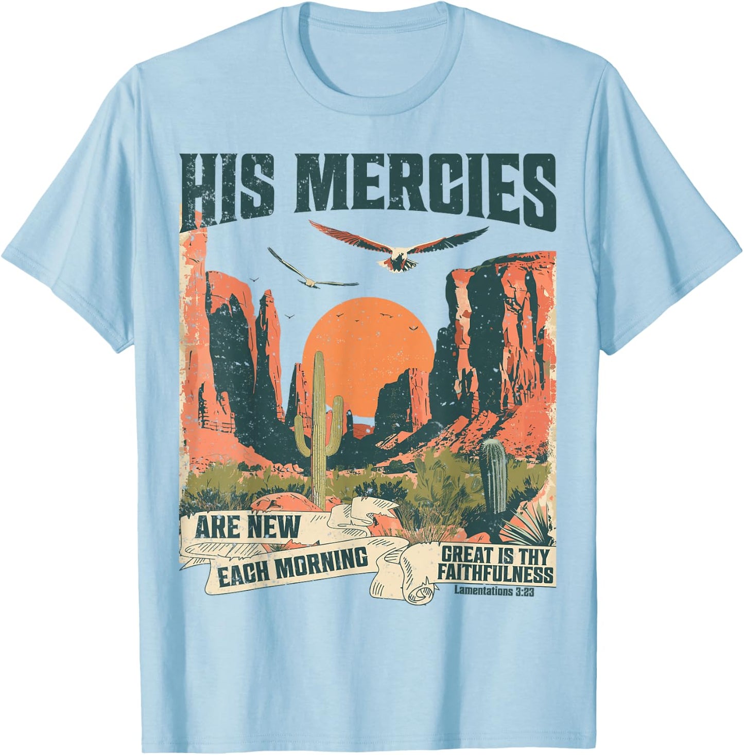 Boho Christian Verse Jesus Faith Based His Mercies Are New T-Shirt - T-Shirt | Light Blue