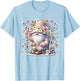 Colorful Wildflower Gnome For Girls And Women Pink Floral T-Shirt - T-Shirt | Light Blue