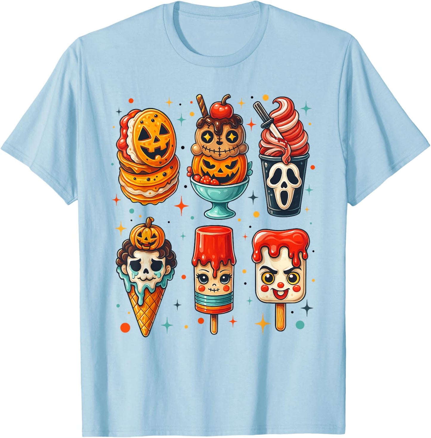 Horror Movie Summer Popsicle Halloween Ice Cream Summerween T-Shirt - T-Shirt | Light Blue