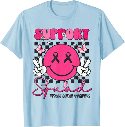 Support Squad Breast Cancer Awareness Smile Face Pink Ribbon