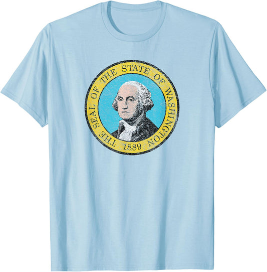 Washington State Flag The Evergreen State T-Shirt - T-Shirt | Light Blue
