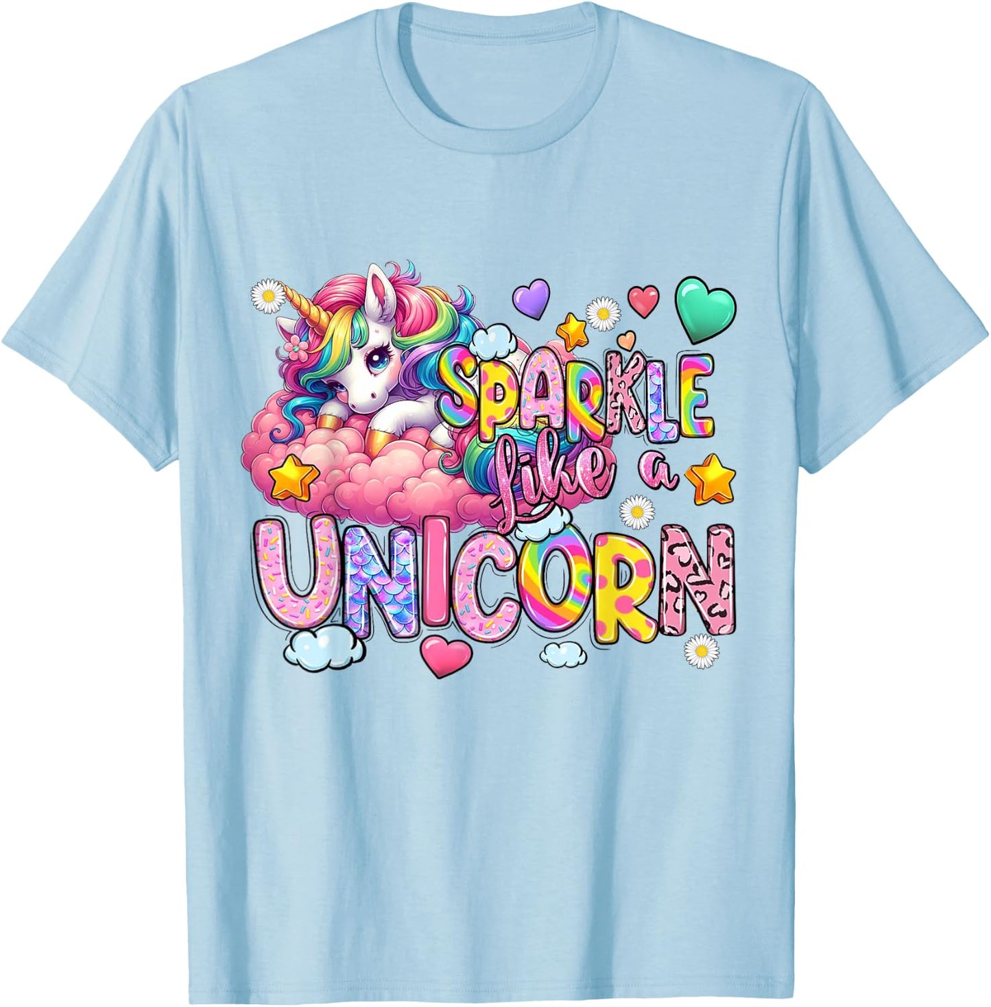 Sparkle Like A Unicorn Cute T-Shirt - T-Shirt | Light Blue