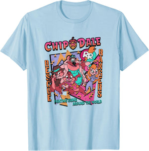 Disney Chip 'n' Dale Rescue Rangers Group Shot Retro Logo T-Shirt - T-Shirt | Light Blue