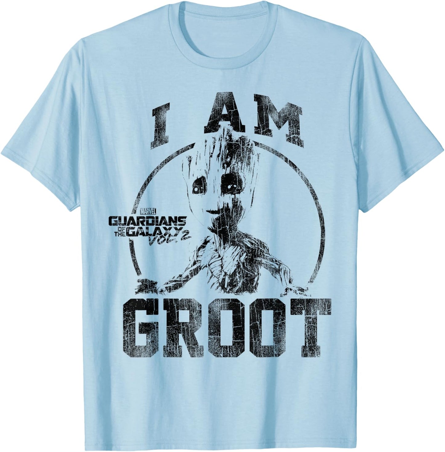 Marvel Guardians Vol.2 I Am Groot Collegiate Vintage T-Shirt - T-Shirt | Light Blue