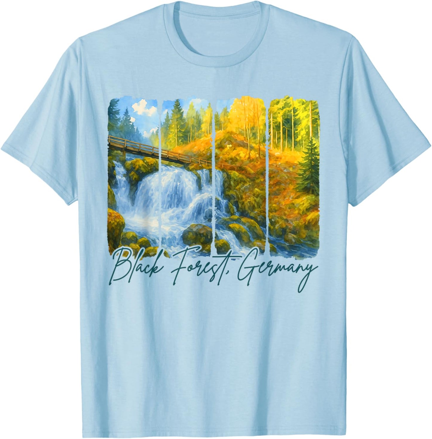 Black Forest Germany Travel Brushstroke Black Forest Trip T-Shirt - T-Shirt | Light Blue