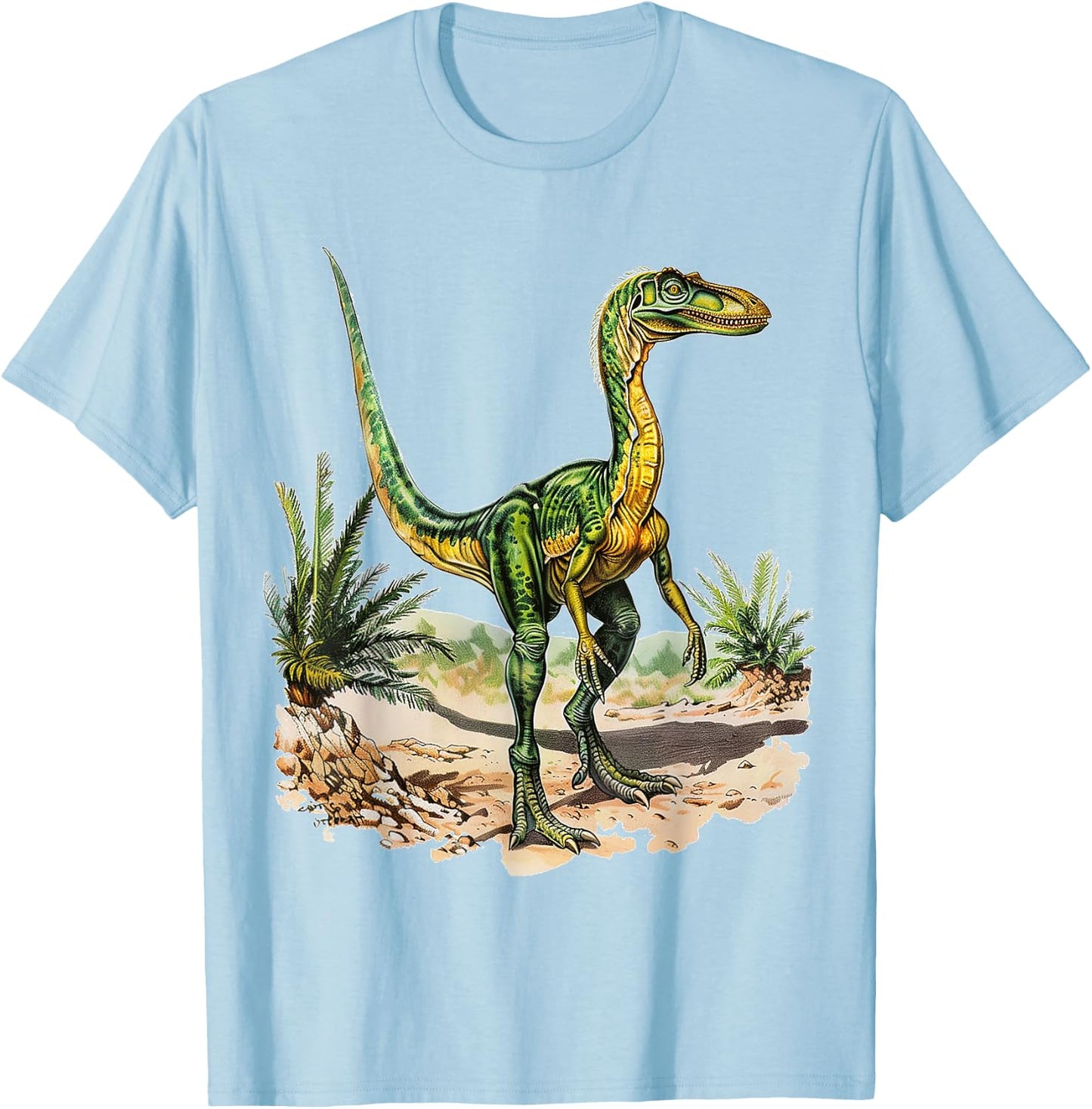 Compsognathus Dinosaur Graphic Illustration Compsognathus T-Shirt - T-Shirt | Light Blue