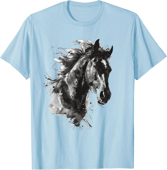 Horse Animal Print Zoo Abstract Illustration Drawing Horse T-Shirt - T-Shirt | Light Blue