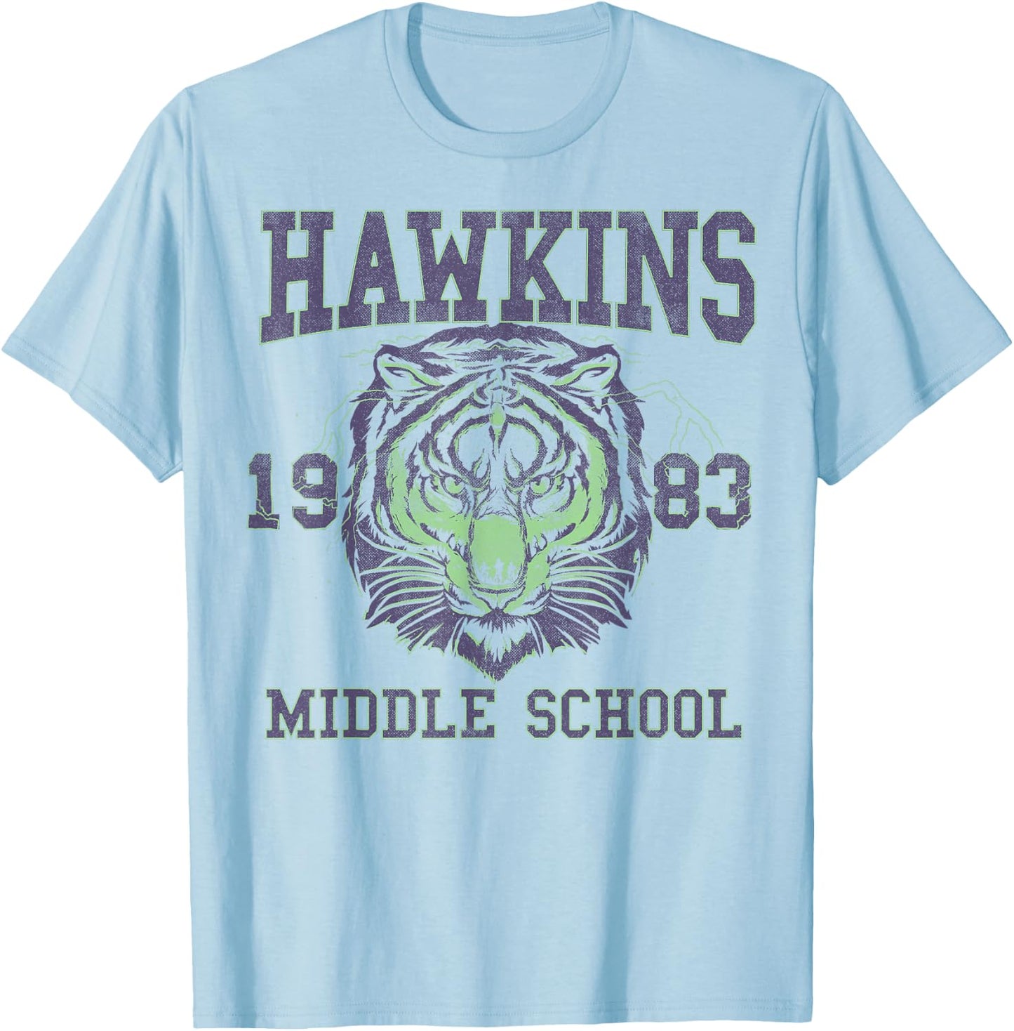 Netflix Stranger Things Hawkins Middle School 1983 Tiger T-Shirt - T-Shirt | Light Blue