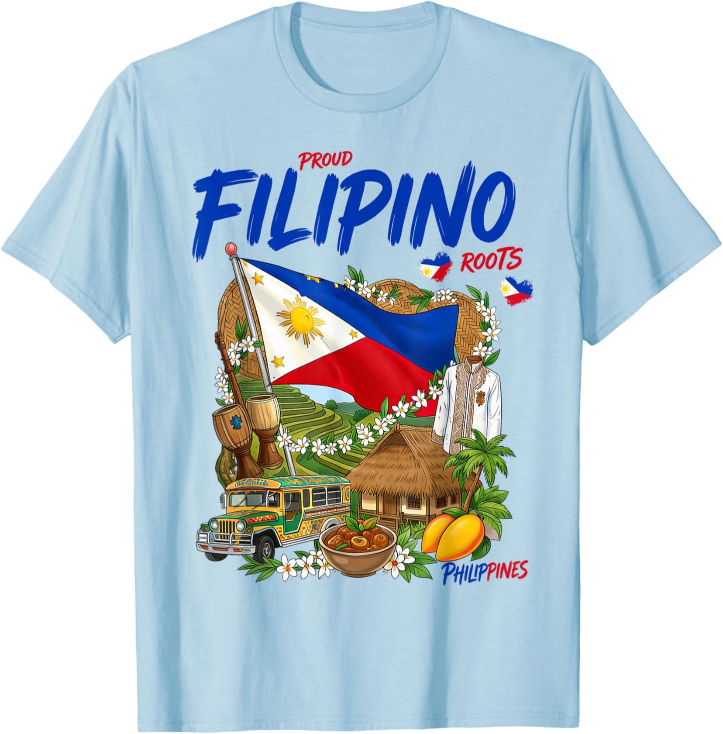 Filipino Roots Idea Filipiniana Philippines Themed T-Shirt - T-Shirt | Light Blue