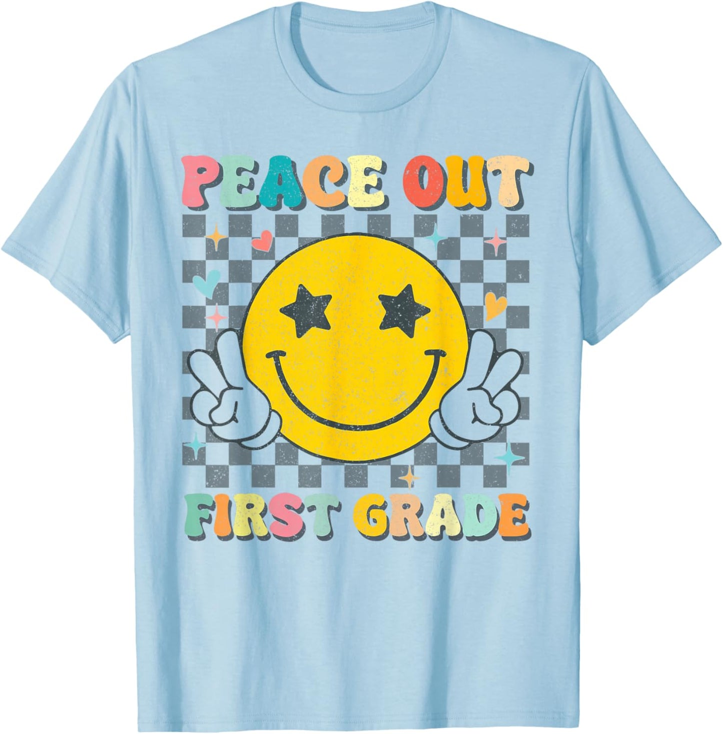 Peace Out 1st Grade Graduation Last Day School First Grade T-Shirt - T-Shirt | Light Blue
