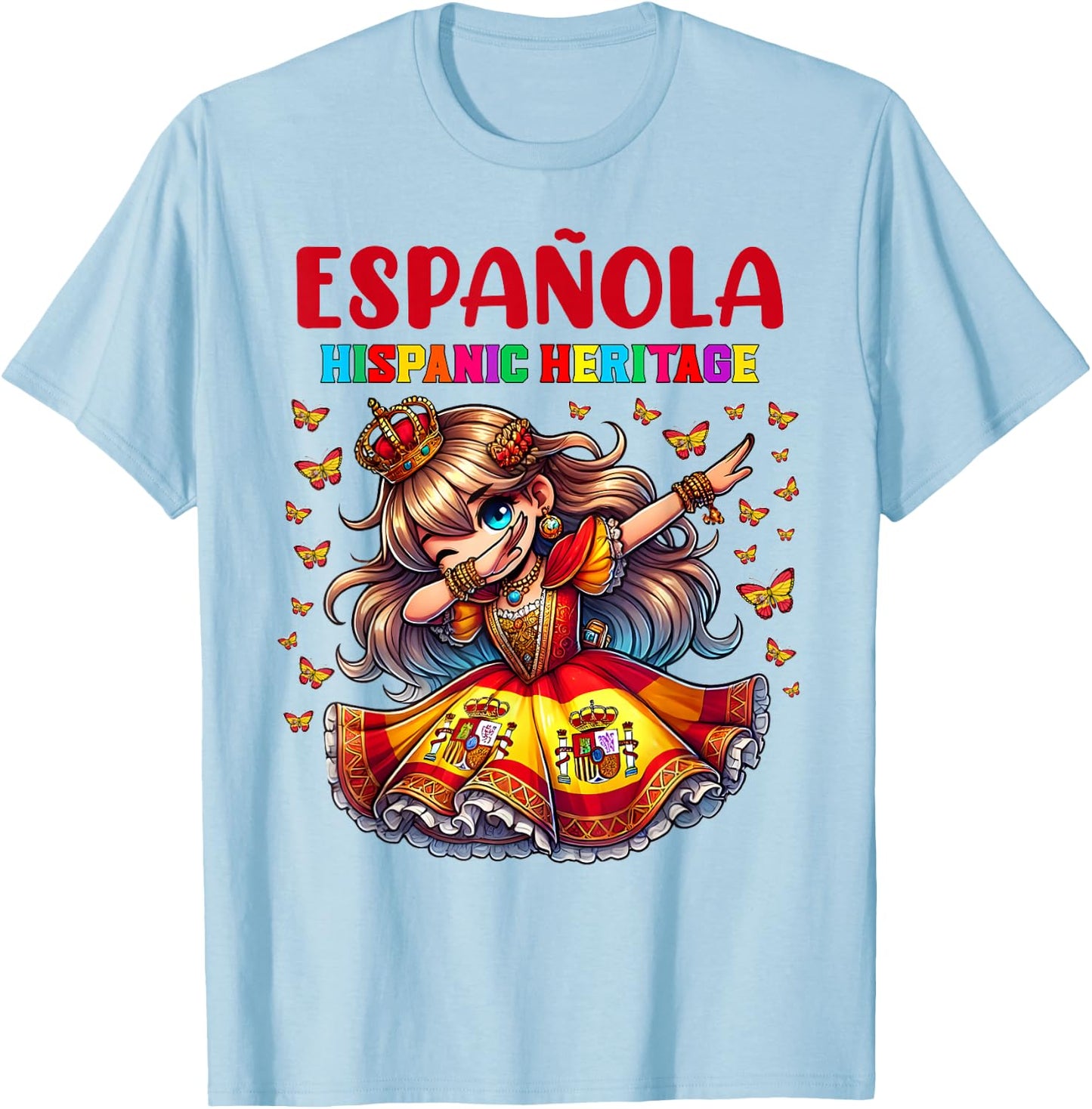 Spain Hispanic Heritage Month Celebration girls kids T-Shirt - T-Shirt | Light Blue