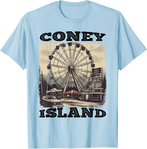 Vintage Ferris Wheel New York Coney Island Brooklyn T-Shirt - T-Shirt | Light Blue