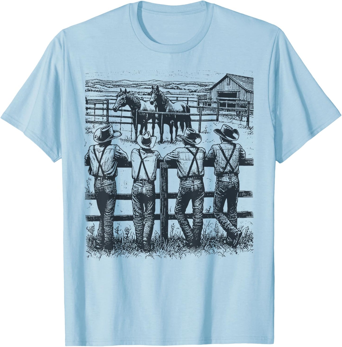 Western Country Rodeo Southern Vintage Cowboy Men Women Kid T-Shirt - T-Shirt | Light Blue