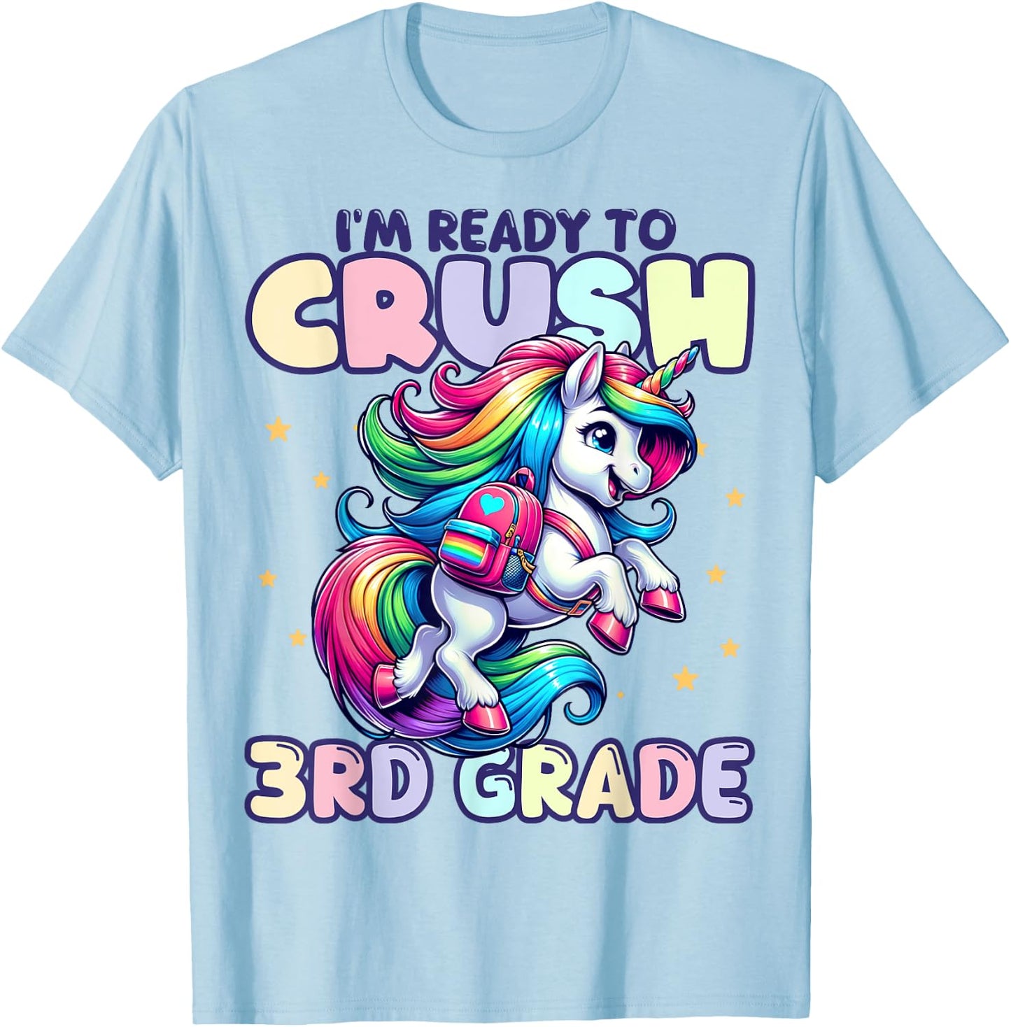 Crush 3rd Grade Girls Back to School Unicorn First Day Cute T-Shirt - T-Shirt | Light Blue