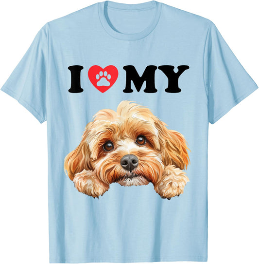 Cockapoo I Heart My Dog Funny Dog Lover Men Women Kids T-Shirt - T-Shirt | Light Blue