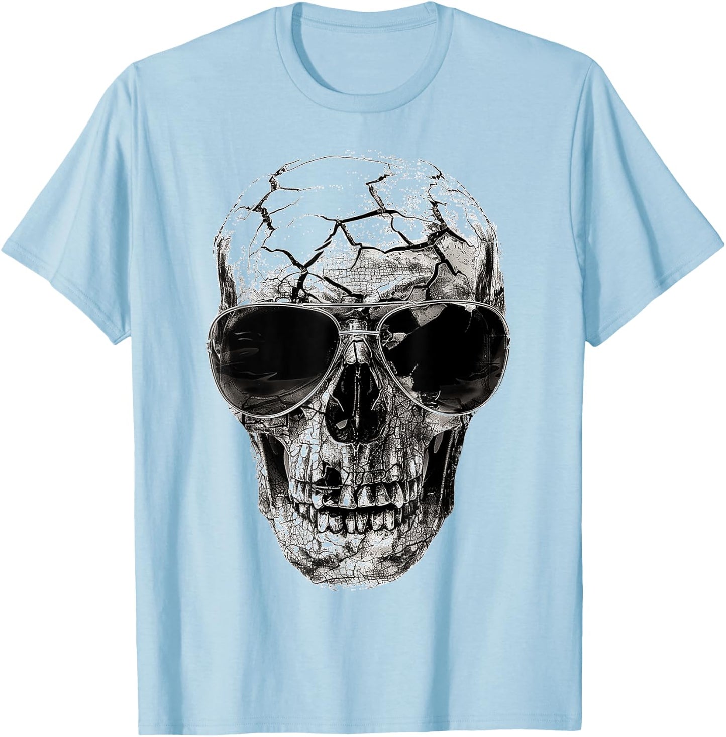 Skull Costume Halloween Spooky Sunglasses Art Skull T-Shirt - T-Shirt | Light Blue