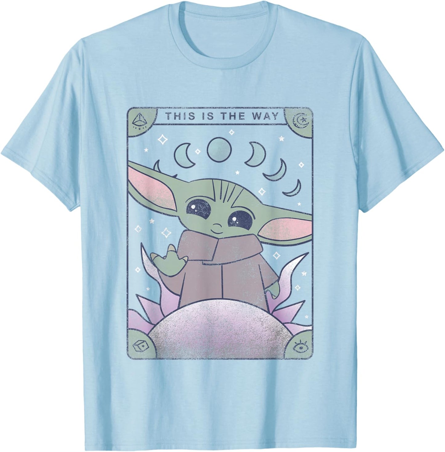 Star Wars The Mandalorian Grogu This Is The Way Retro Logo T-Shirt - T-Shirt | Light Blue