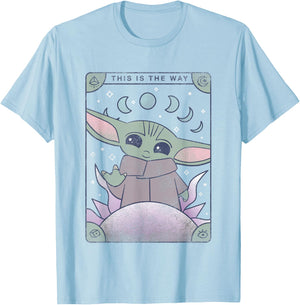 Star Wars The Mandalorian Grogu This Is The Way Retro Logo T-Shirt - T-Shirt | Light Blue