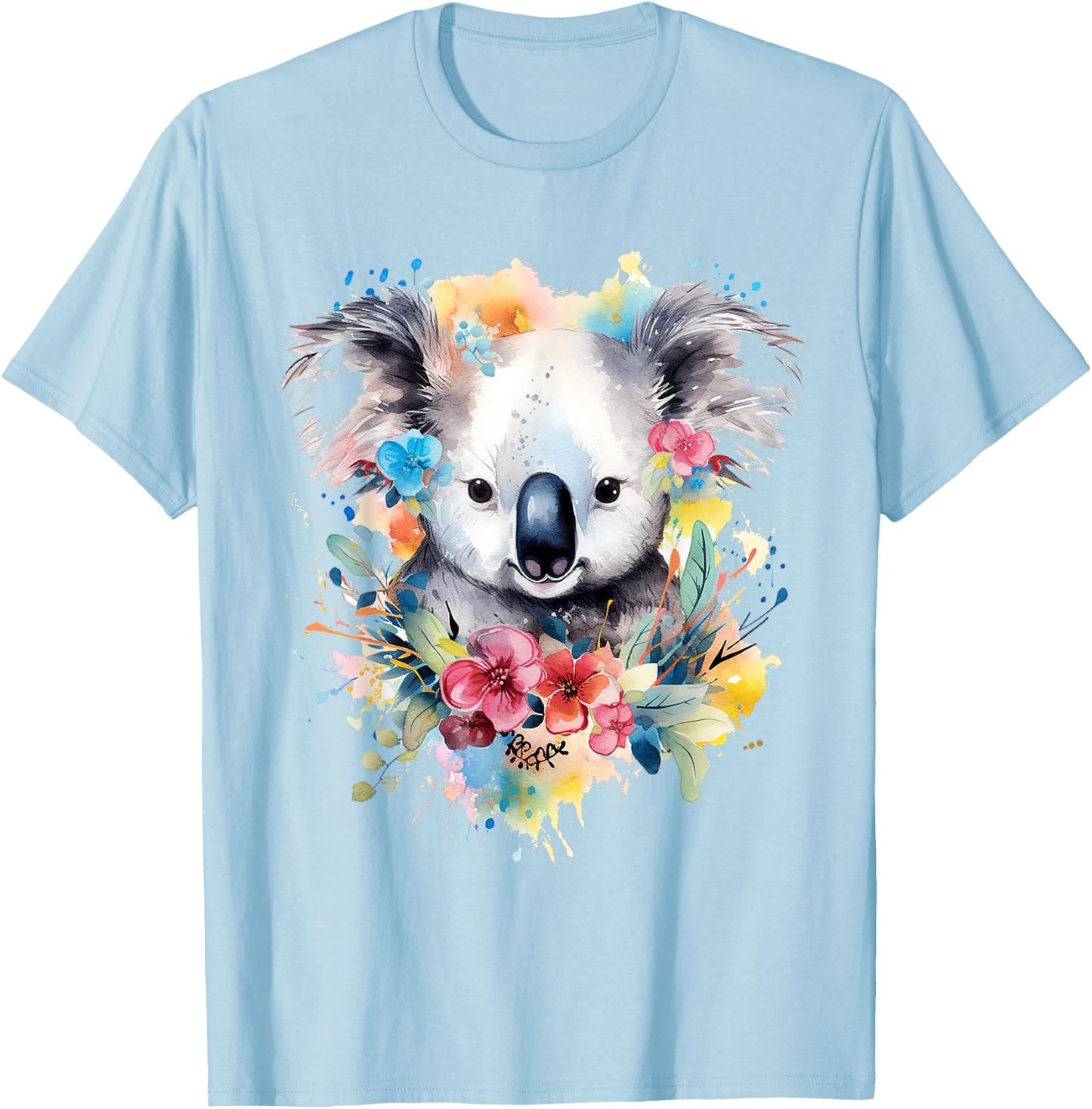 Koala Animal Colorful Motif Painting Art Abstract Koala T-Shirt - T-Shirt | Light Blue