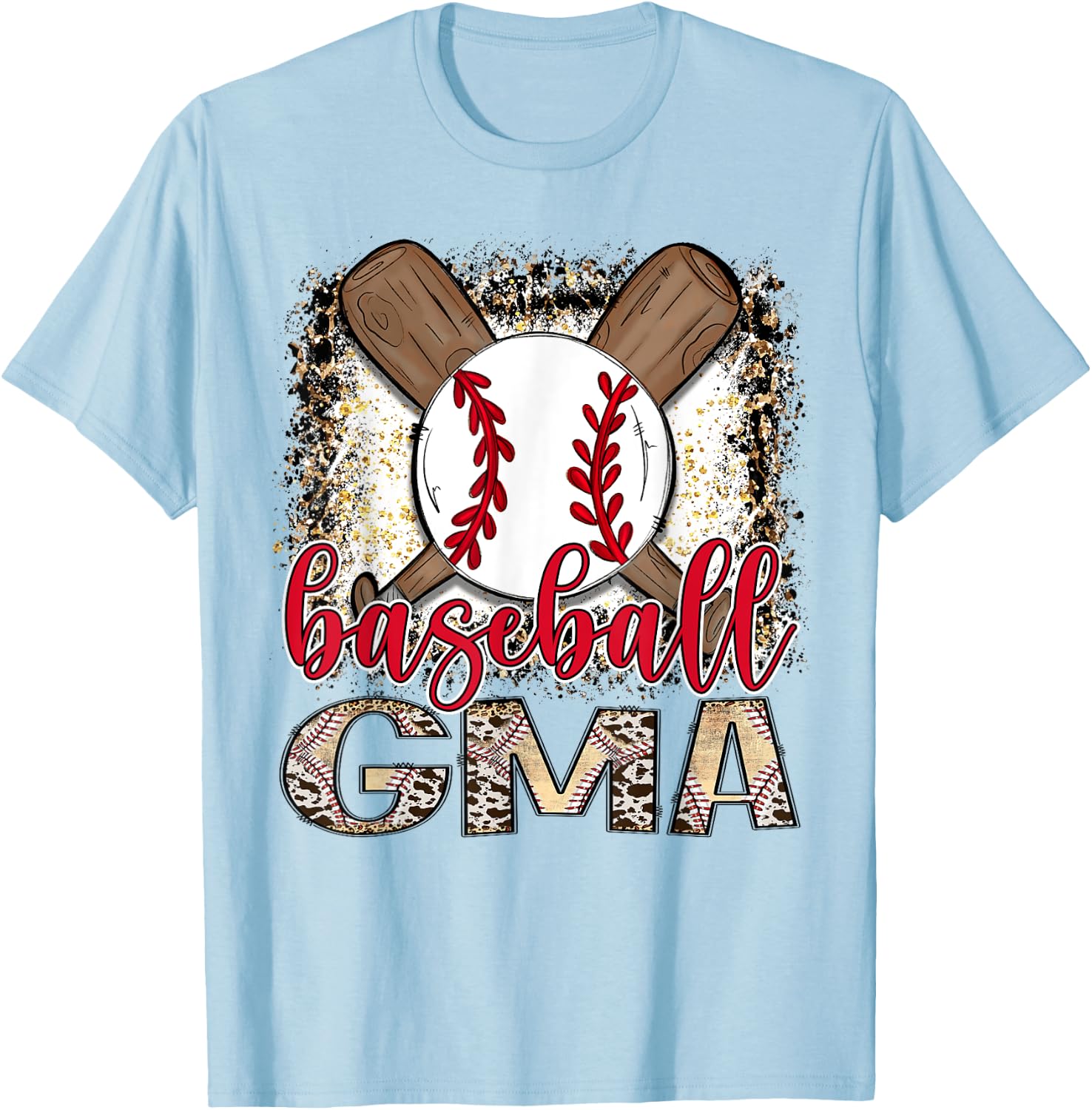 Baseball Gma Leopard Proud Ball Gma Game Day T-Shirt - T-Shirt | Light Blue