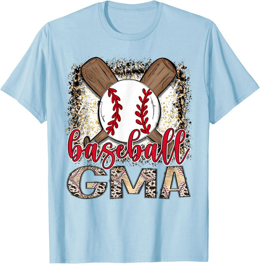 Baseball Gma Leopard Proud Ball Gma Game Day T-Shirt - T-Shirt | Light Blue