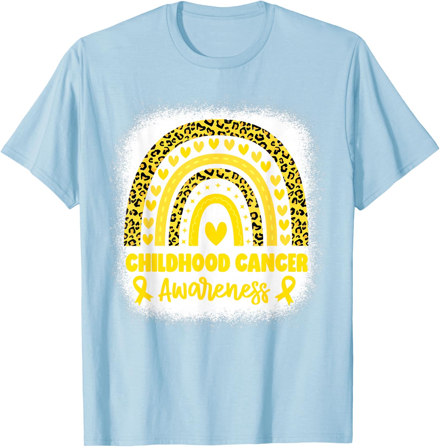 Childhood Cancer awareness Gold Rainbow Childhood Cancer T-Shirt - T-Shirt | Light Blue