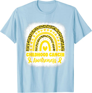 Childhood Cancer awareness Gold Rainbow Childhood Cancer T-Shirt - T-Shirt | Light Blue