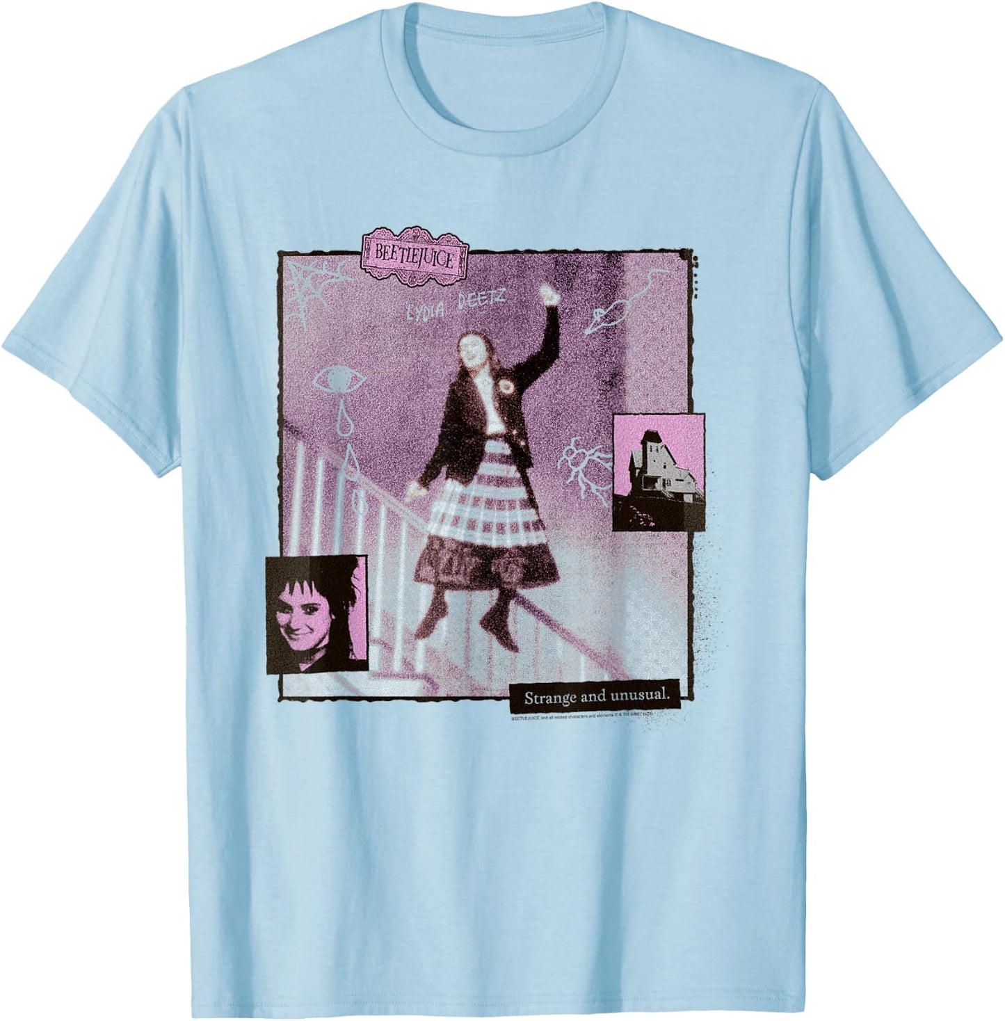 Beetlejuice Lydia Deetz Dance Vintage Collage Movie T-Shirt - T-Shirt | Light Blue