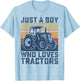 Kids Farm Just A Boy Who Loves Tractors Farmer Toddler Boys T-Shirt - T-Shirt | Light Blue