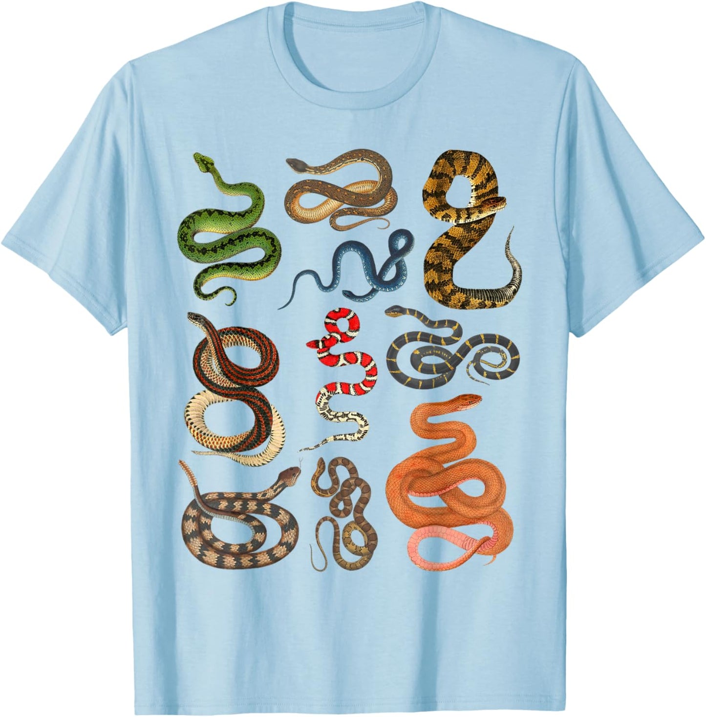 Types Of Snakes Educational Herpetologist Kids Boys Girls T-Shirt - T-Shirt | Light Blue